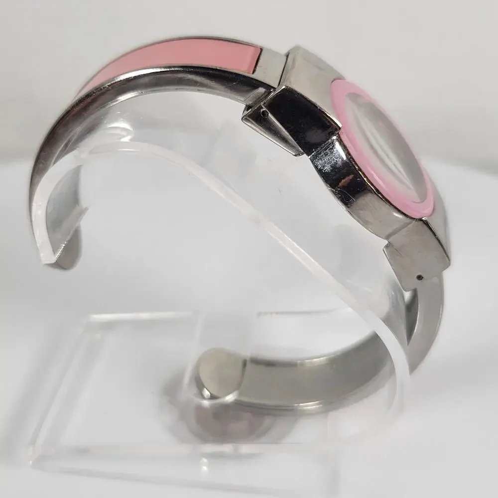 Andre Mouhot Pink Accent Bangle Watch, Quartz Water-Resistant, Cuff Bracelet